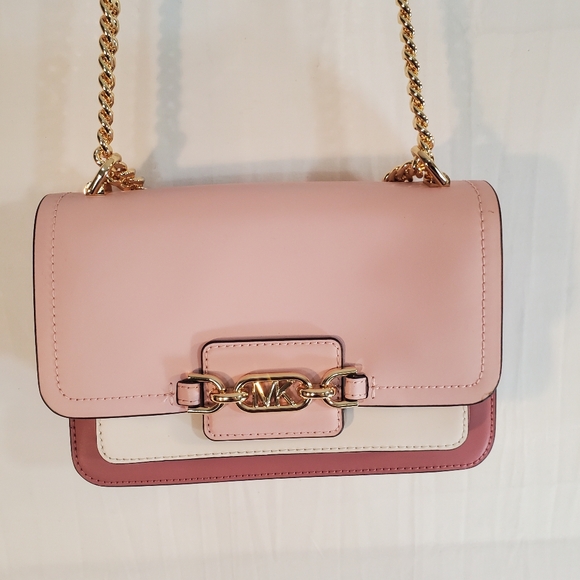 MICHAEL KORS Heather Pink White Colorblock Leather Chain New - Picture 5 of 10